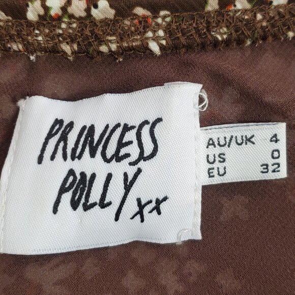 Princess Polly Womens Y2K Dark Floral Forrest Fairy Midi Skirt Size 0 Brown - Picture 4 of 11